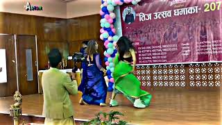 Teej program 2022 of Nepal two beautiful girls dancing in song lelo pudina song🇳🇵 [upl. by Ranip]