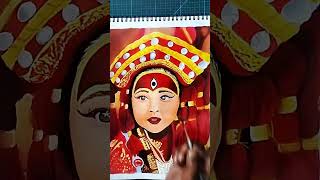 Living Goddess Kumari 🇳🇵 kumari nepal art painting ytshorts [upl. by Leima313]