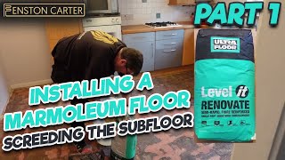 How to install a Marmoleum floor  part 1  screeding the subfloor [upl. by Naiviv]