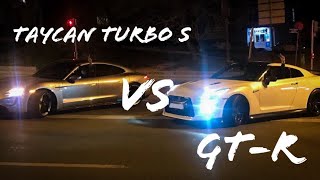 Taycan Turbo S vs GTR R35 Rolling Race [upl. by Yeung]