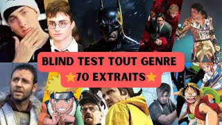 Blind Test Tout Genre 70 extraits Film Série Musique Jeux Video AnimeManga Dessin animé [upl. by Asina]