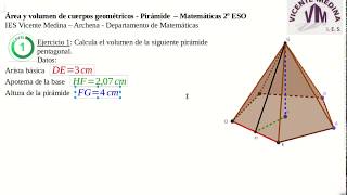 Cálculo de área y volumen de una pirámide [upl. by Nauqahs]