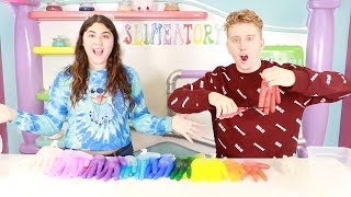 3 COLORS OF GLUE SLIME GLOVES CHALLENGE WITH PAUL  Slimeatory 423 [upl. by Ahtreb55]