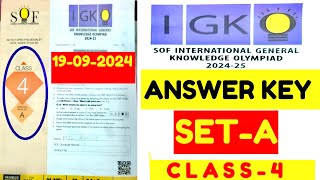 IGKO 20242025 Set A  CLASS4 General Knowledge Olympiad  SOF IGKO  Grade 4  GK  SOF igkosetA [upl. by Cita]