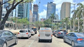 Driving Downtown  Miami Main Street 4K  USA [upl. by Hallerson]