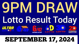 Lotto Result Today 9pm Draw September 17 2024 Swertres Ez2 PCSO Live Result [upl. by Wengert]