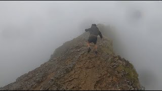 KNIFE EDGE SCRAMBLE IN 60MPH WINDS Crib Goch  Snowdonia [upl. by Hirst307]