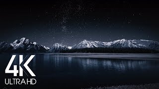 8 Hours Nighttime Ambience  4K Grand Teton and Milky Way  Nature soundscapes [upl. by Gardas]