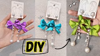 Bow Earrings  How to make Bow Earrings  Earrings making at home easy [upl. by Kolivas]