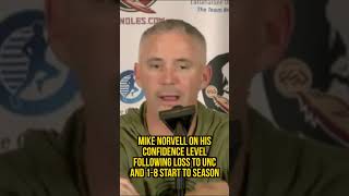 Mike Norvell on his confidence level following UNC loss 18 start FSU FSUFootball FloridaState [upl. by Eliseo]