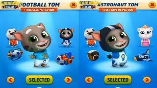 Talking Tom Gold Run Football TOM VS Astronaut Tom Catch the Raccoon [upl. by Euqirne]