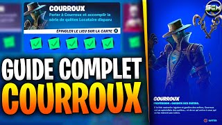 GUIDE COMPLET DÉFI QUÊTE COURROUX FORTNITE LISTE DÉFI QUÊTE SAISON 8 FORTNITE QUÊTE COURROUX [upl. by Aierbma]