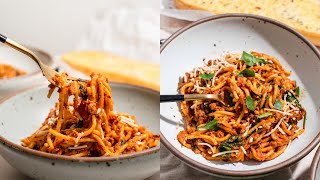 One Pot Vegetarian Spaghetti  ready in under 30 minutes [upl. by Yalahs]