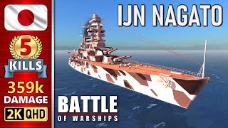 BATTLE OF WARSHIPS ⚓ NAGATO  5 KILLS  359k DAMAGE 💥 [upl. by Leeda595]