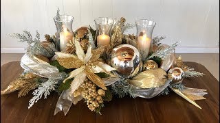 GLAM Christmas Centerpiece In Gold Dollar Tree Glam Centerpiece DIY Holiday Decor On A Budget [upl. by Dolf916]