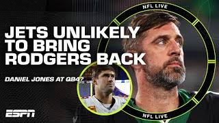 Jets UNLIKELY to bring Rodgers back in 2025  Daniel Jones at QB4 😳  NFL Live [upl. by Herwin]