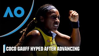 Coco Gauff FIRED UP after winning match point vs Kostyuk to advance to semis 👏  Australian Open [upl. by Chemar]