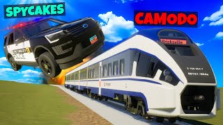 TRAIN CRASH During Police Chase in Lego City Brick Rigs Multiplayer [upl. by Violeta686]