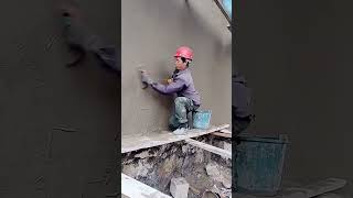 House exterior wall cement mortar smoothing process [upl. by Thomey181]