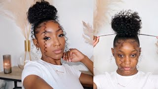 Curly bun with bangs tutorial  SUPER EASY Cennedy Elexis [upl. by Akit]