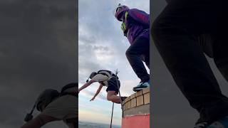 Two BASEJUMPER JUMP Cheminy viralvideos parachutejump parachute basejump flying parachuteride [upl. by Metsky]