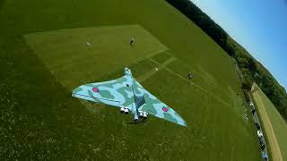 Avro Vulcan RC model plane FPV quadcopter chase footage [upl. by Halihs]