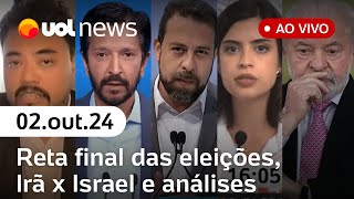 Eleições debate da Globo terá veto a armas Irã x Israel análises de Sakamoto e Landim  UOL News [upl. by Thorny]