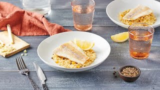 Recette  Filets de colin d’Alaska rôtis risotto d’avoine à la citronnelle et baies de sansho [upl. by Demaggio]