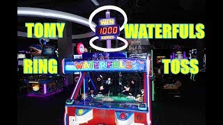 Tomy Waterfuls Ring Toss Updated Cabinet  Game Play Dave amp Busters Buffalo NY [upl. by Naples]