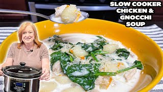 Slow Cooker CHICKEN amp GNOCCHI SOUP Olive Garden Copycat Recipe [upl. by Atikehs]