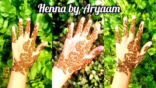 bold leaf mehndi design tutorial  Henna by Aryaam [upl. by Sugirdor724]