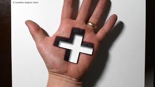 Trick Art on Hand  Cool 3D Cross Hole Optical Illusion [upl. by Rehpotsrik303]