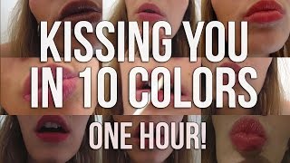 BINAURAL ASMR Kissing You in 10 COLORS  One Hour of Kisses  Lipstick Application [upl. by Potts]