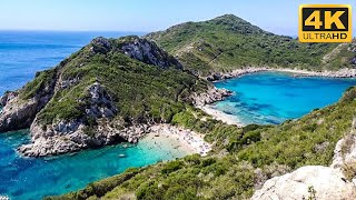 Agios Georgios and Porto Timoni beaches in 4K Corfu Greece [upl. by Jabin]