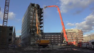 Abriss Landgericht Bochum mit Liebherr R974 Longfront und Hitachi ZX870 XXL [upl. by Hasseman]