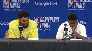 Timberwolves Anthony Edwards KarlAnthony Towns Postgame Interview Game 4 vs Dallas Mavs [upl. by Ahsei]