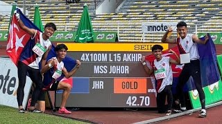 4 X 100Meter Akhir L15  Amirul Syakir Mohd Hanafi amp Rakan2  MSSM JOHOR [upl. by Kinimod]