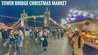 London Tower Bridge Christmas Market Tour from Borough Market  London Winter Walk 2023 4K HDR [upl. by Enaid]