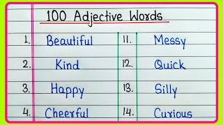 100 Adjective words in English  100 Important Adjectives in English  English Grammar [upl. by Estella]