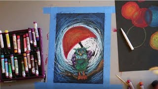 Whimsical Owl with Oil Pastels [upl. by Karney]