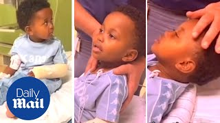 Hilarious moment stubborn boy tries to fight anesthesia before finally falling asleep [upl. by Damour]