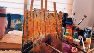 Autumn Forest Landscape Painting I acrylic painting ideas  autumn 🍂 [upl. by Ainocal]