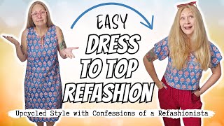 Easy DIY Transform a Frumpy Thrifted House Dress into a Cute Top with Sleeves [upl. by Garnes]