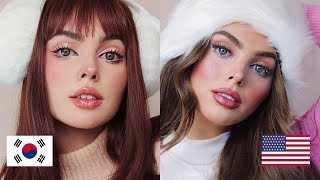 Korean vs American COLD GIRL MAKEUP❄️ Which is better [upl. by Dolphin24]