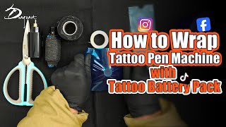 How to Wrap Tattoo Pen Machine with Tattoo Battery Pack Dragoart Tattoo Supply [upl. by Nidak880]