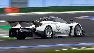 NEW Pagani Huayra R Evo testing at Misano 900HP9200 rpm V12 w Mufflers howling on track [upl. by Arimahs]