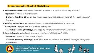 Chapter 3 Typology of Learners with Special Needs [upl. by Crosby]