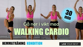 30 MIN WALKING CARDIO WORKOUT Gå ner i vikt snabbt [upl. by Aicnelav]