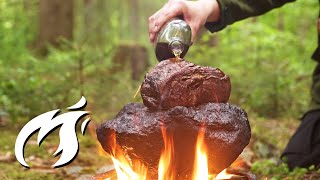 1KG Steak vom brennenden Stein ASMR Style outdoor gegrillt 🔥🔥🔥 [upl. by Seluj]