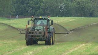 Slurry 21 stirring and spreading with umbilical June 7th 2021 [upl. by Airec]